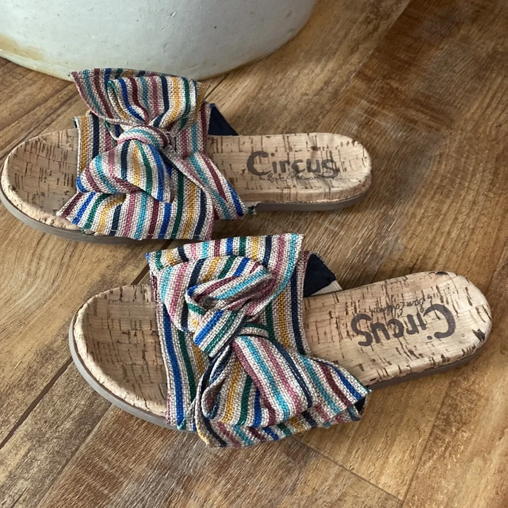 Sam Edelman circus burlap striped Sandal slides size 8.5